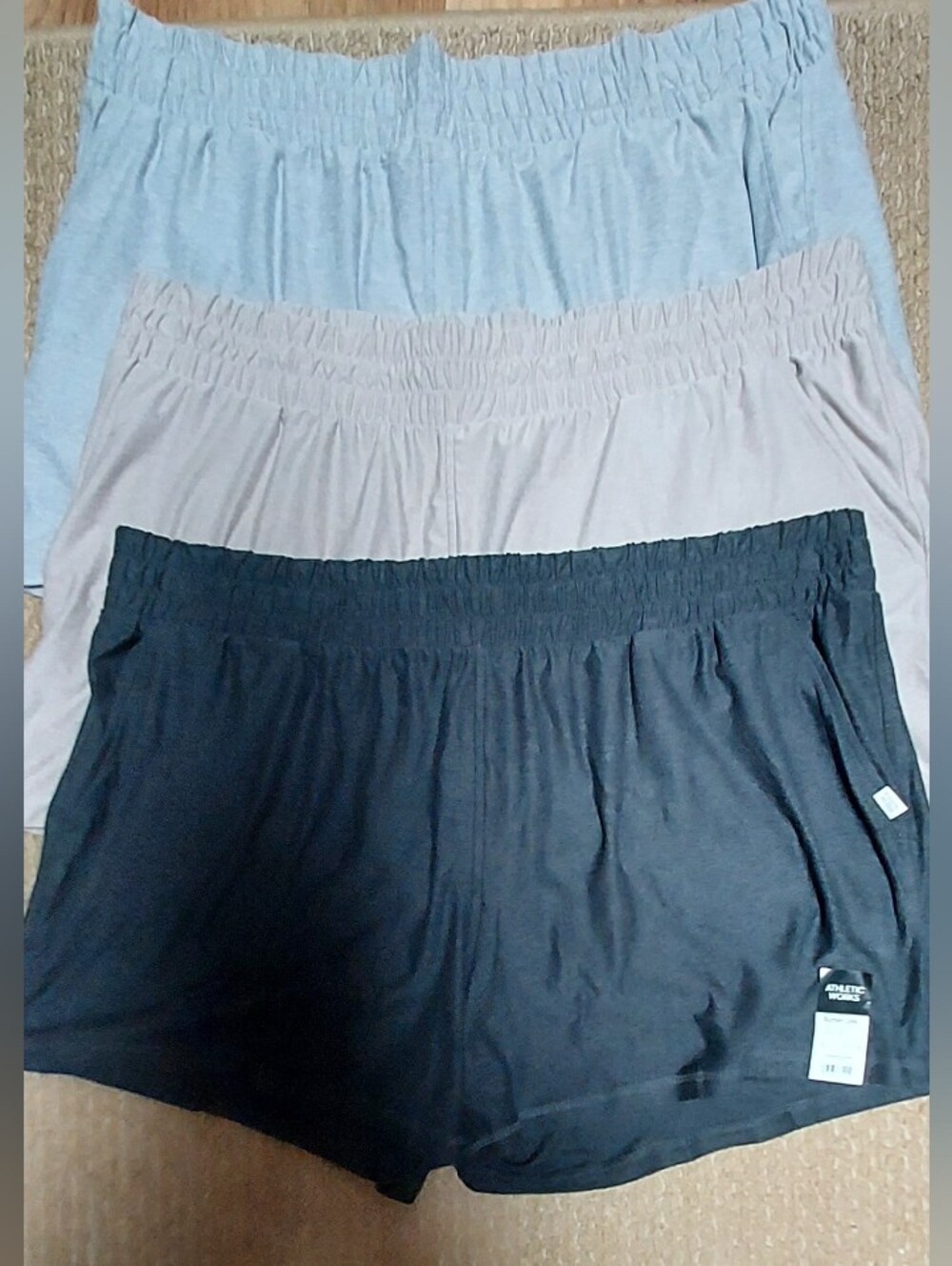 Athletic Works ButterCore Women Athletic Shorts 3XL Stretch New Lot 3 Gray Taupe